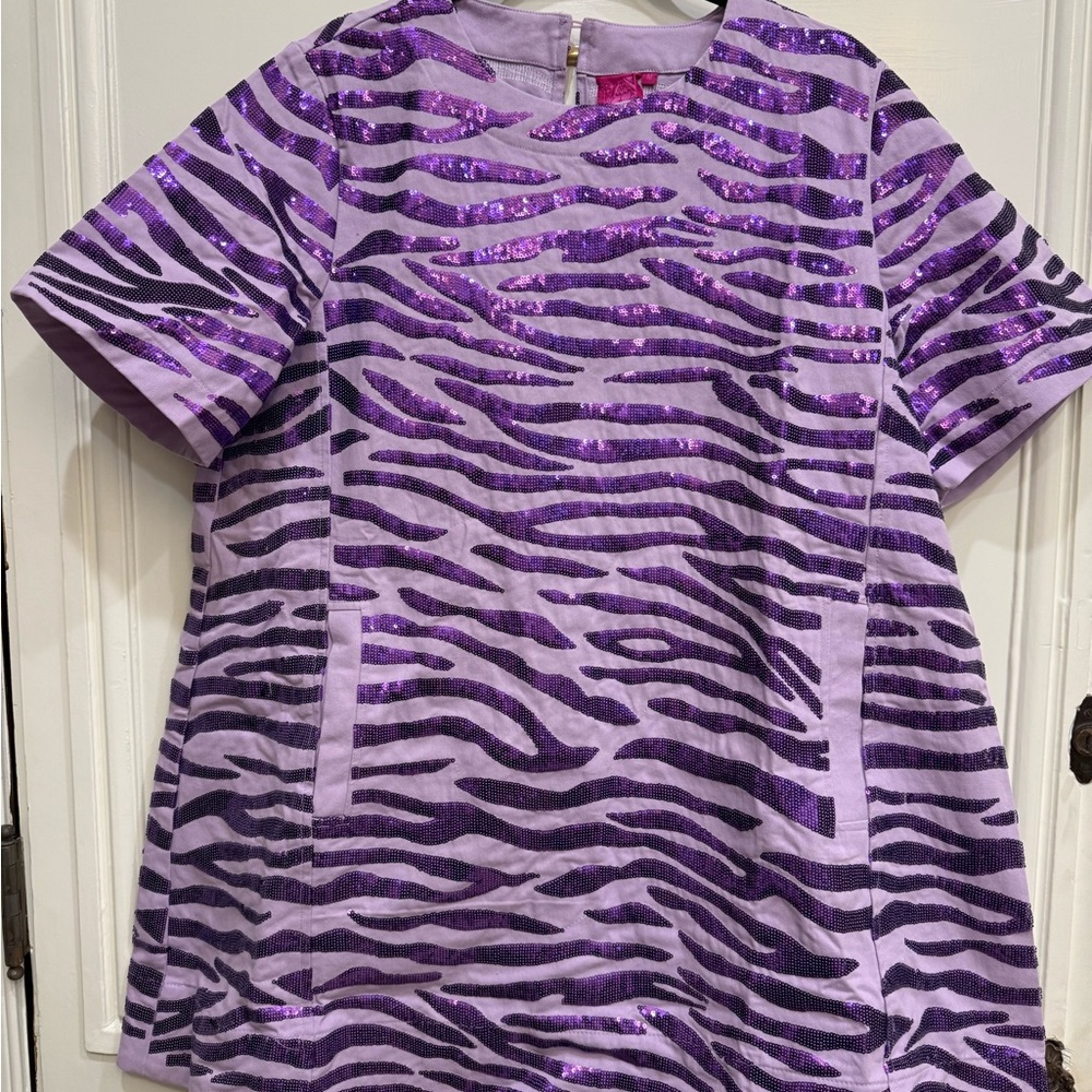 Queen of Sparkles Women’s Purple Tiger Print Sequin Dress
